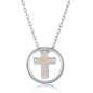 Sterling Silver Whtie Inlay Opal Cross Disc Necklace