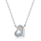 Sterling Silver White Inlay Opal & CZ Heart Necklace