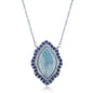 Sterling Silver Marquise Larimar with Spphire CZ Border Necklace