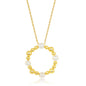 Sterling Silver Freshwater Pearl and Beaded Circle Necklace - Gold Plated