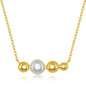 Sterling Silver FWP & Beaded Bar Necklace - Gold Plated