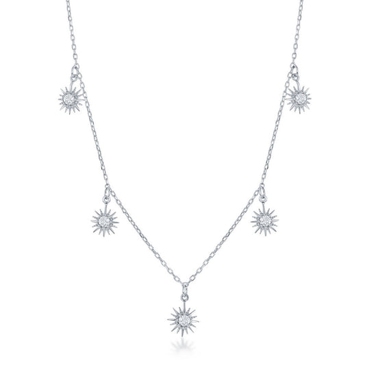 Sterling Silver Hanging-Sun CZ Necklace