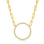 Sterling Silver CZ Circle of Life Paperclip Necklace - Gold Plated