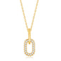 Sterling Silver Micro Pave CZ Paperclip Necklace - Gold Plated