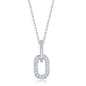 Sterling Silver Micro Pave CZ Paperclip Necklace