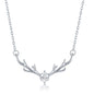 Sterling Silver Pear-Shaped CZ with Deer Antlers Necklace