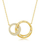 Sterling Silver Micro Pave CZ Interlocking Circles Necklace - Gold Plated