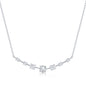 Sterling Silver Graduating Round CZ Curved Bar Necklace