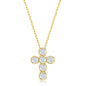 Sterling Silver CZ Cross Necklace - Gold Plated