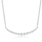 Sterling Silver Graduating Round CZ Curved Bar Necklace