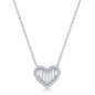 Sterling Silver Round and Baguette CZ Heart Necklace