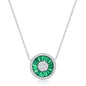 Sterling Silver White CZ and Emerald CZ Baguette Circle Necklace