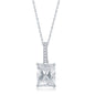 Sterling Silver Rectangle Cushion-Cut CZ Necklace