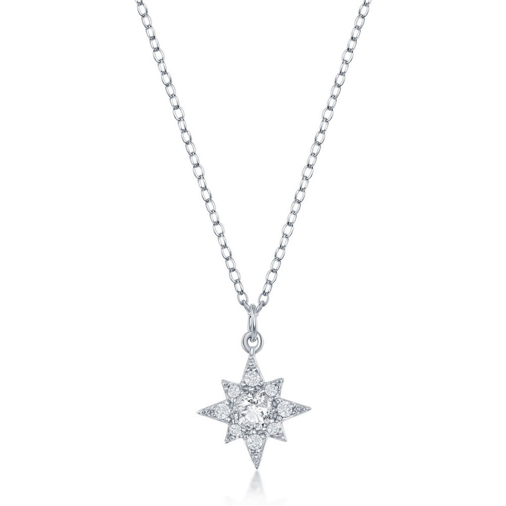 Sterling Silver North Star CZ Necklace