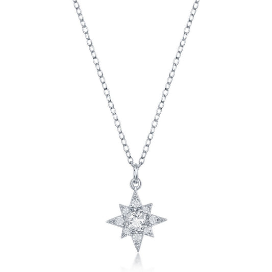 Sterling Silver North Star CZ Necklace