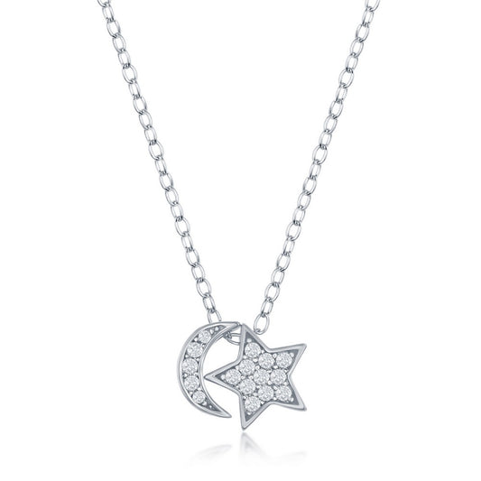 Sterling Silver Moon and Star Necklace