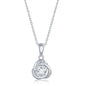 Sterling Silver Round CZ Love Knot Necklace