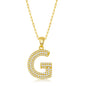 Sterilng Silver Micro Pave CZ  'G'  Block Initial w/ Paperclip Chain - Gold Plated