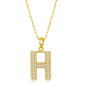 Sterilng Silver Micro Pave CZ  'H'  Block Initial w/ Paperclip Chain - Gold Plated