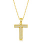 Sterilng Silver Micro Pave CZ  'T'  Block Initial w/ Paperclip Chain - Gold Plated