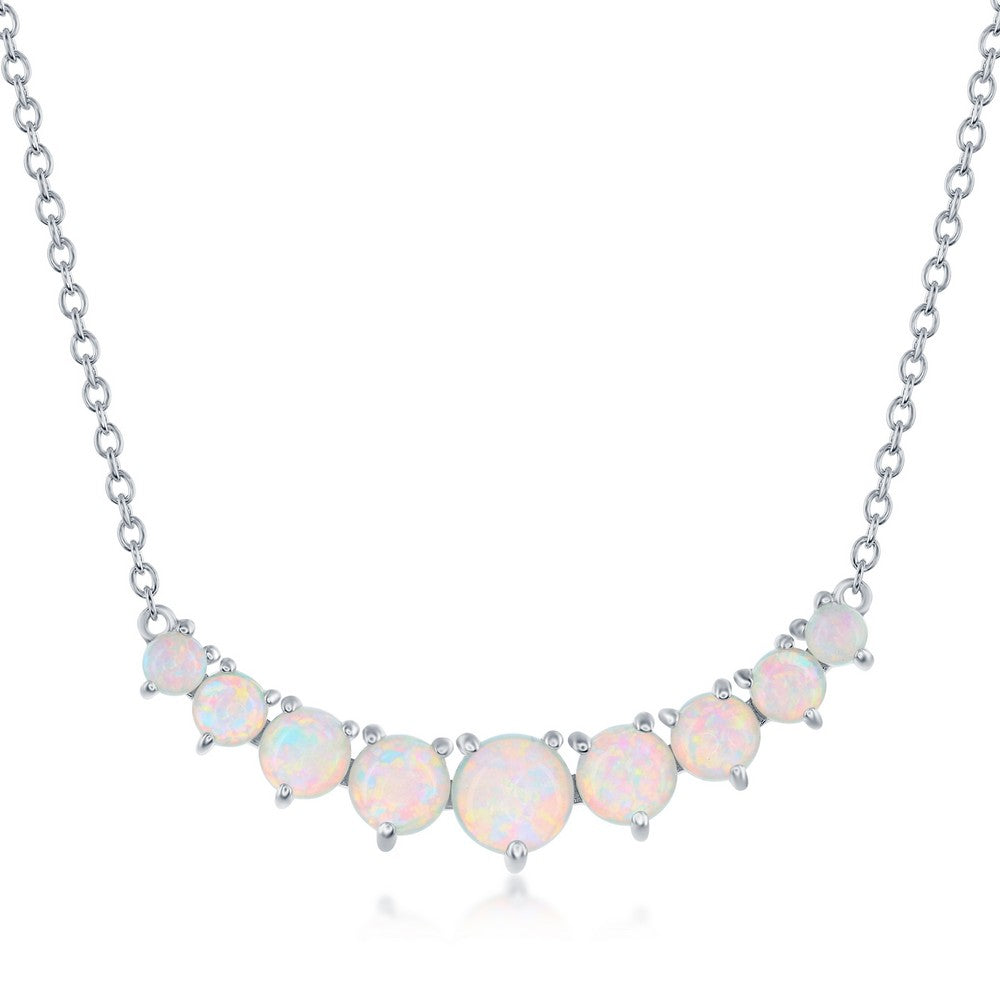 Sterling Silver Graduating White Opal Necklace