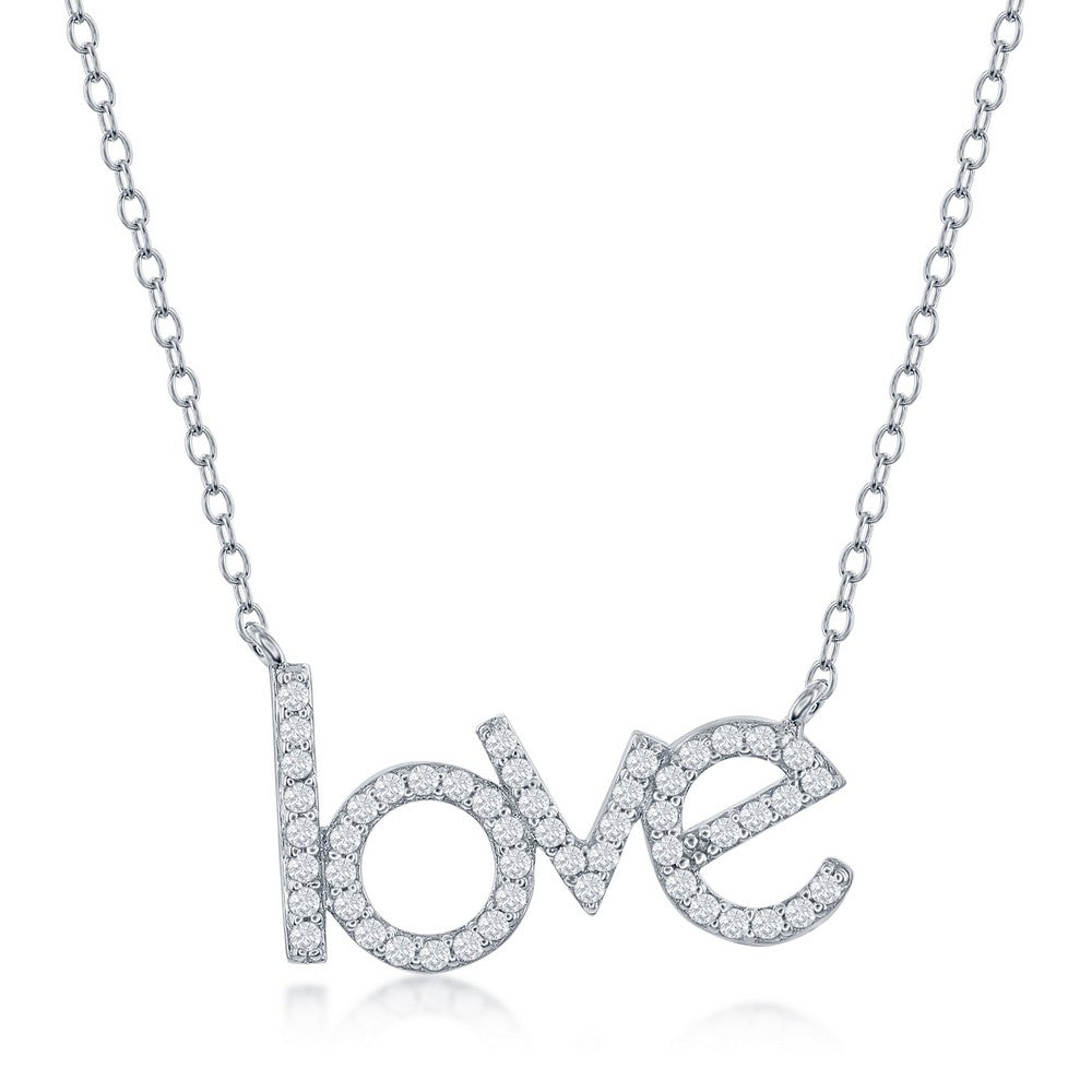 Sterling Silver 'LOVE' CZ Necklace