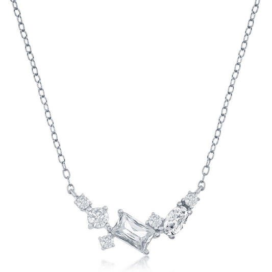 Sterling Silver Multi-Shaped CZ Necklace