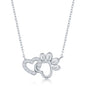 Sterling Silver CZ Heart and Paw Print Necklace