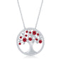 Sterling Silver 'January' Birthstone Tree of Life Necklace - Garnet CZ