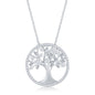 Sterling Silver 'April' Birthstone Tree of Life Necklace - White CZ