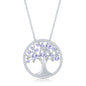 Sterling Silver 'June' Birthstone Tree of Life Necklace - Lavender CZ