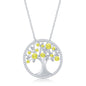 Sterling Silver Citrine CZ 'November' Birthstone Tree of Life Necklace