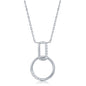 Sterling Silver CZ Bar and Circle Necklace