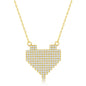 Sterling Silver CZ Pixel Heart Necklace - Gold Plated