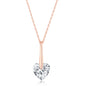 Sterling Silver 10mm Heart CZ Necklace - Rose Gold Plated