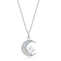 Sterling Silver MOP Crescent Moon with Star Necklace