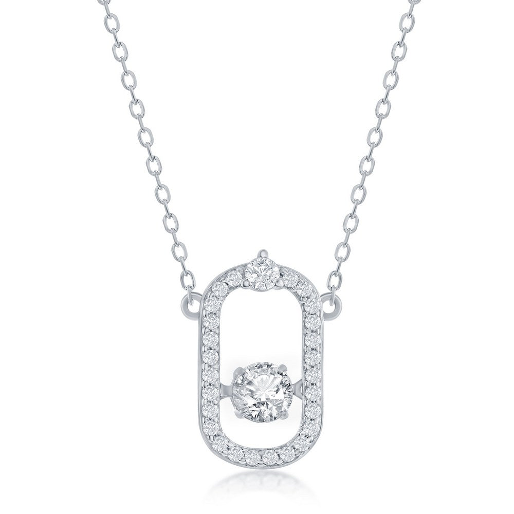 Sterling Silver Dancing CZ Oval Necklace