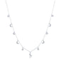 Sterling Silver Station Round & Crescent Moon CZ Necklace