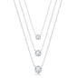 Sterling Silver 4-6mm Round Graduating CZ Multi Layered Necklace