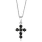 Sterling Silver Cross Necklace - Black Sapphire