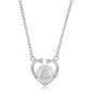 Sterling Silver Round FWP w/ CZ Heart Necklace