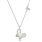 Sterling Silver MOP & FWP with CZ Butterfly Necklace