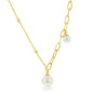 Sterling Silver FWP Paperclip and Beaded Chain Necklace - Gold Plated