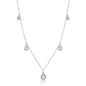 Sterling Silver White Opal Bezel-Set Dangling Necklace