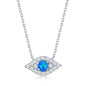 Sterling Silver Blue Opal & CZ Evil Eye Necklace