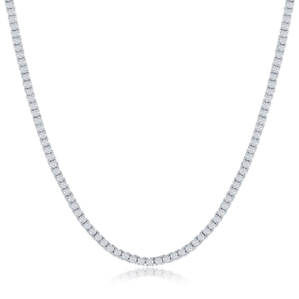 Sterling Silver 2mm CZ Tennis Necklace