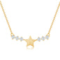 Sterling Silver Star with CZ Sides Bar Necklace - Gold Plated