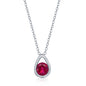 Sterling Silver Pearshaped Necklace w/Round 'July Birthstone' - Created Ruby