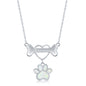 Sterling Silver Dog Bone w/ Heart & White Opal Paw Necklace