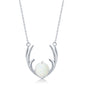 Sterling Silver White Opal Antlers Necklace